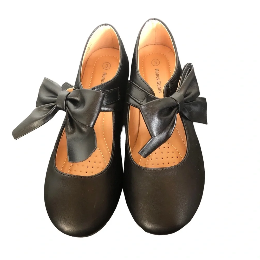 Honey Bunny Black Big Bow Ballet Flats size 3 - Picture 3 of 14